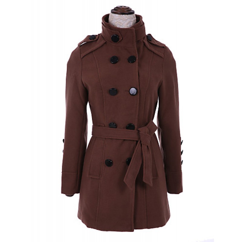 ACGCUL New WomenWoolen Coat Winter Slim Double Breasted Overcoat Winter Coats Long Outerwear for Women