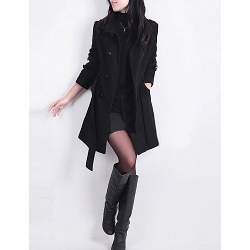 ACGCUL New WomenWoolen Coat Winter Slim Double Breasted Overcoat Winter Coats Long Outerwear for Women