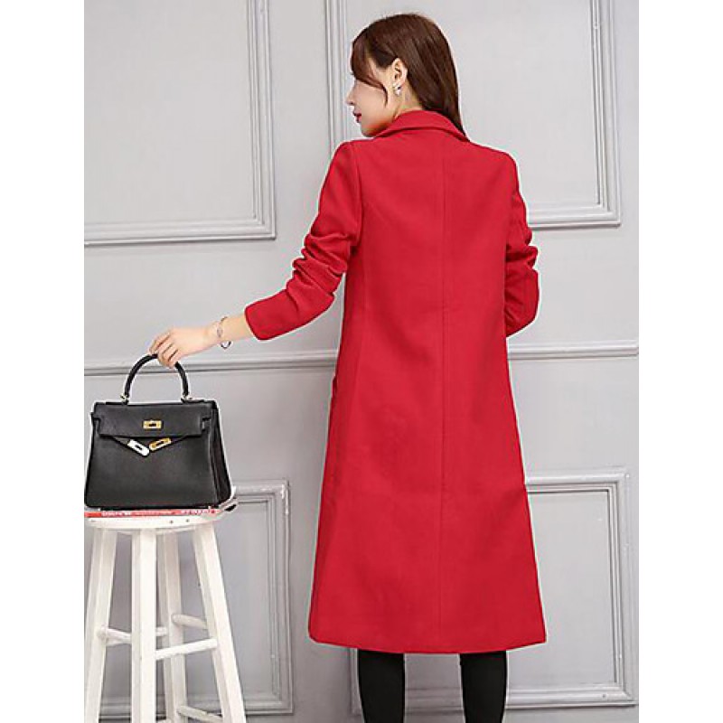 ACGCUL Women's Casual/Daily Simple Slim Large Size Coat,Solid Notch Lapel Long Sleeve Winter