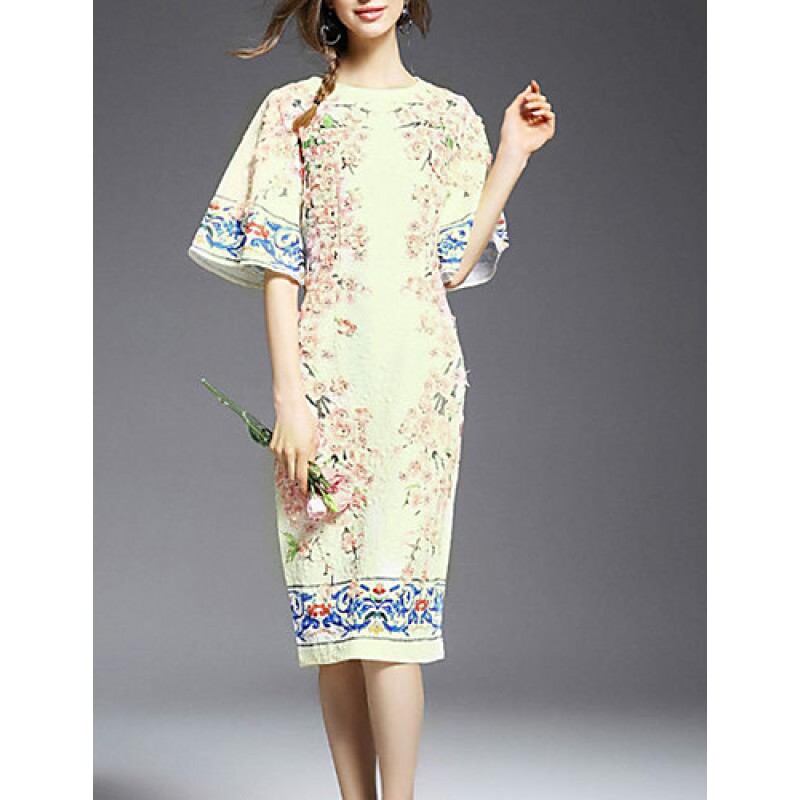 ACGCUL Casual/Daily Simple Sheath Dress,Print Roun...