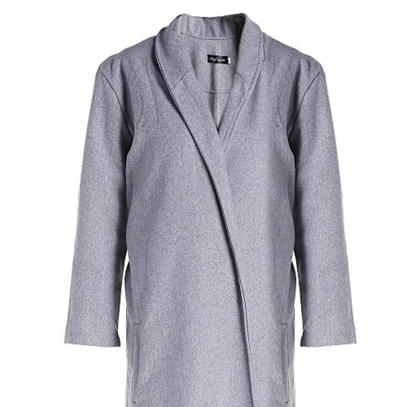 ACGCUL Women's Coat,Solid Shirt Collar Long Sleeve Winter Gray Wool Opaque