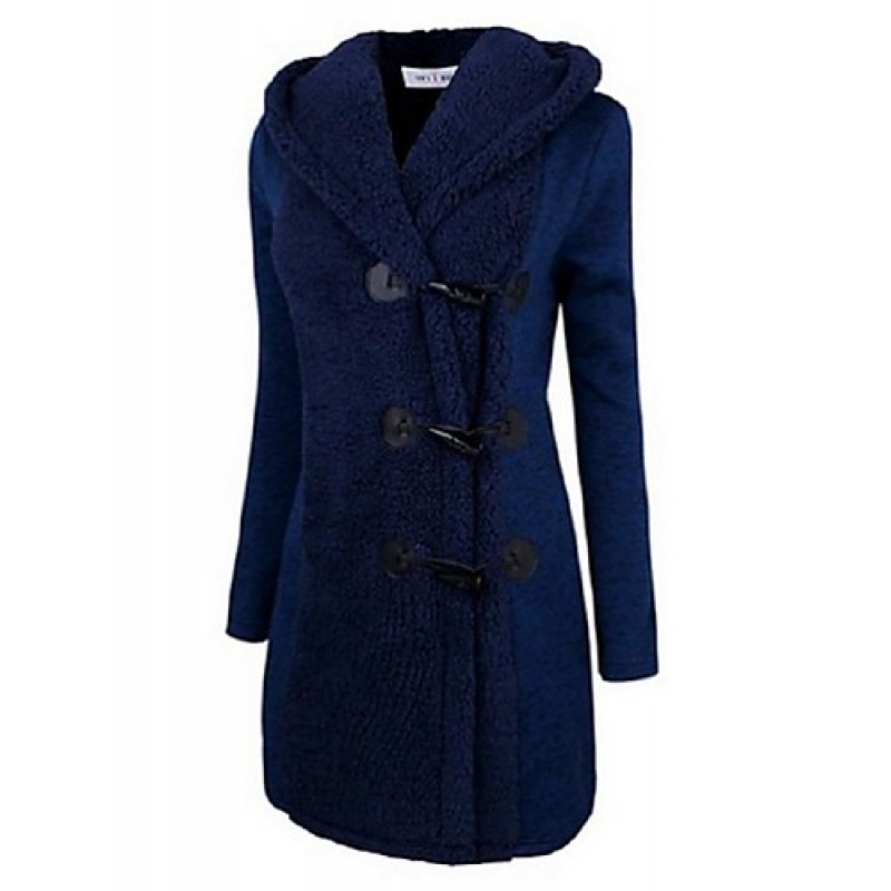 ACGCUL Women's Going out / Casual/Daily /Street chic / Chinoiserie Coat,Solid V Neck Long Sleeve Winter Blue BN0889