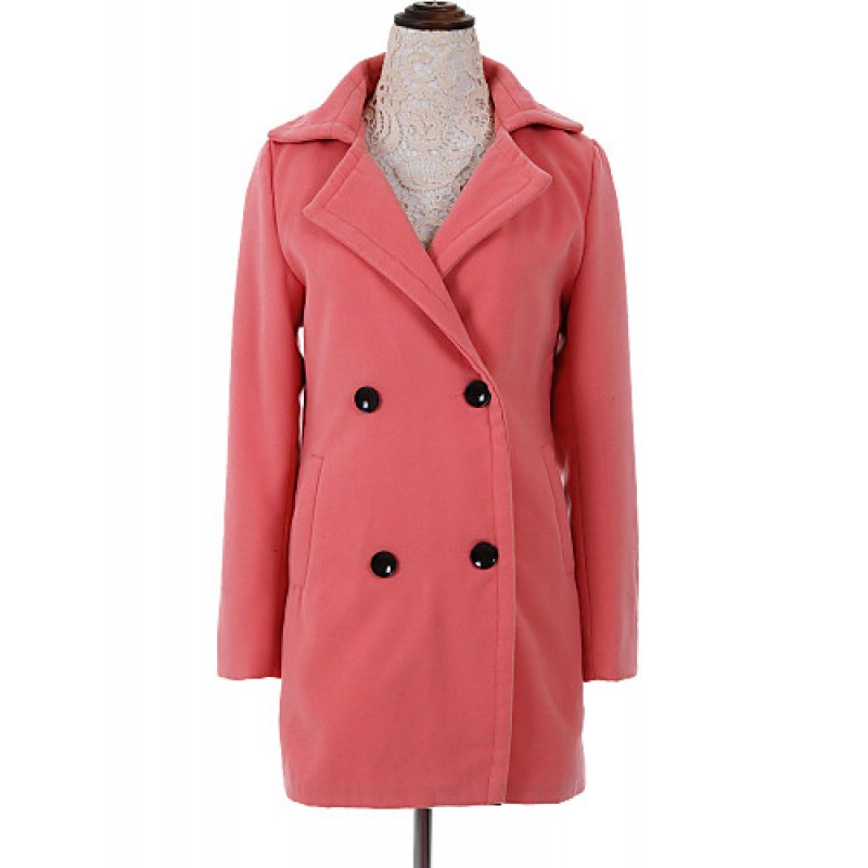 ACGCUL Women's Coat,Solid Long Sleeve Winter Pink / Red / Green Wool Medium