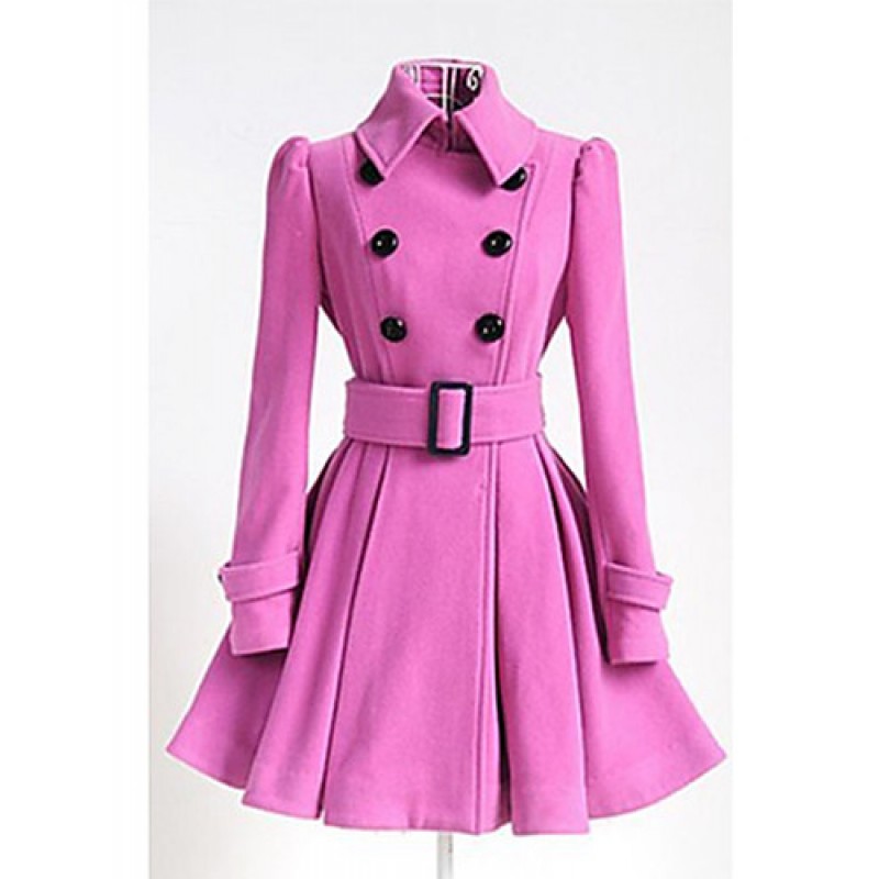 ACGCUL Women's Casual/Daily Vintage / Simple Coat,Solid Shirt Collar Long Sleeve Winter Others