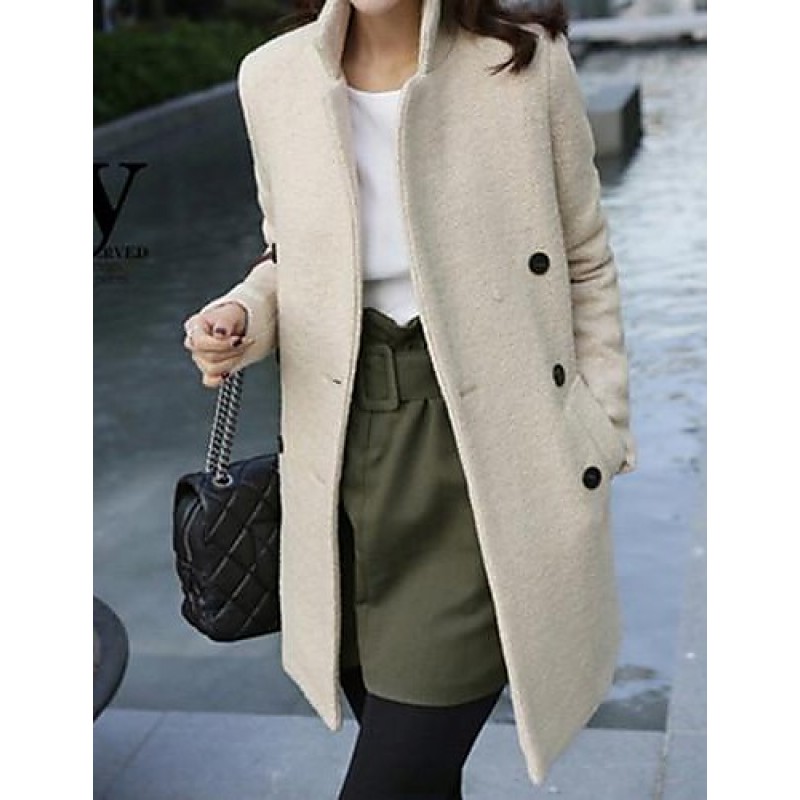 ACGCUL Women's Plus Size Coat,Solid Long Sleeve Winter Beige Thick