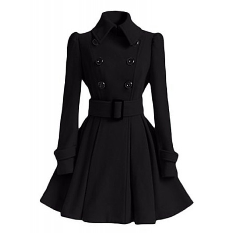 ACGCUL Women's Casual/Daily Vintage / Simple Coat,Solid Shirt Collar Long Sleeve Winter Others