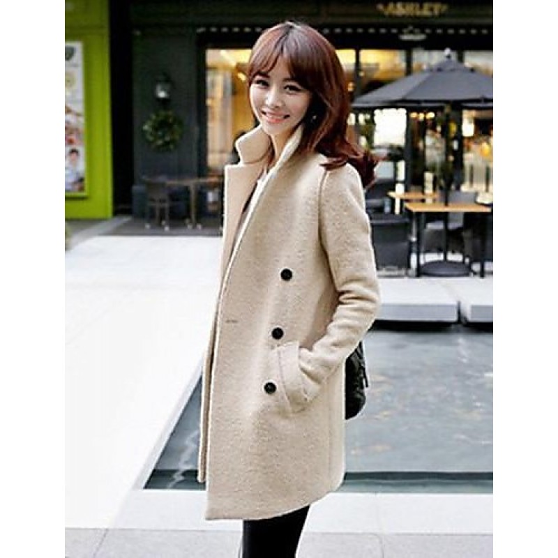 ACGCUL Women's Plus Size Coat,Solid Long Sleeve Winter Beige Thick