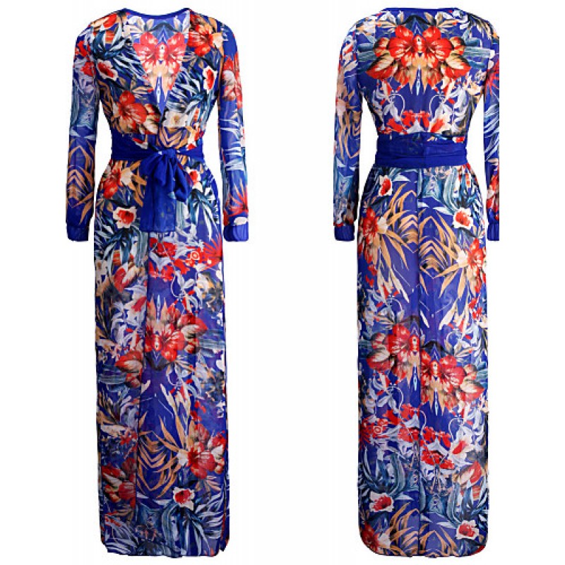 ACGCUL Women's Sexy Beach Casual Night Club Party Print Maxi Dress with Belt