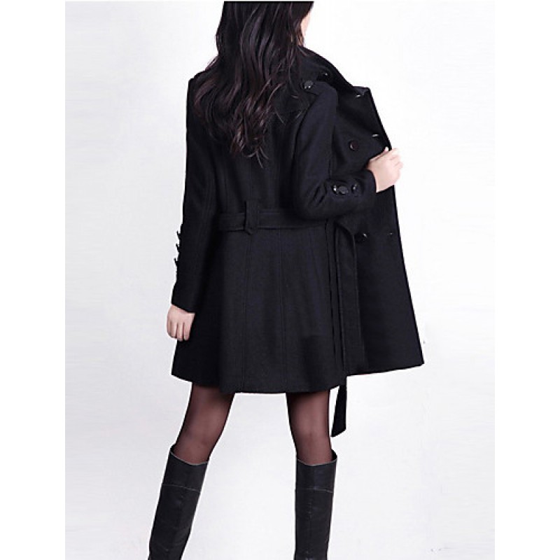 ACGCUL New WomenWoolen Coat Winter Slim Double Breasted Overcoat Winter Coats Long Outerwear for Women