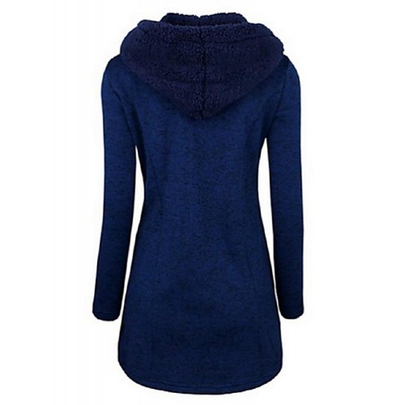 ACGCUL Women's Going out / Casual/Daily /Street chic / Chinoiserie Coat,Solid V Neck Long Sleeve Winter Blue BN0889