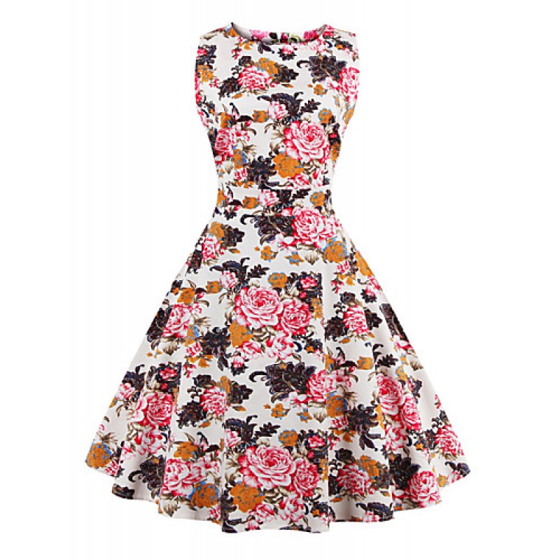 ACGCUL Womens Elegant Printed Vintage Style Swing Rockabilly Party Dress