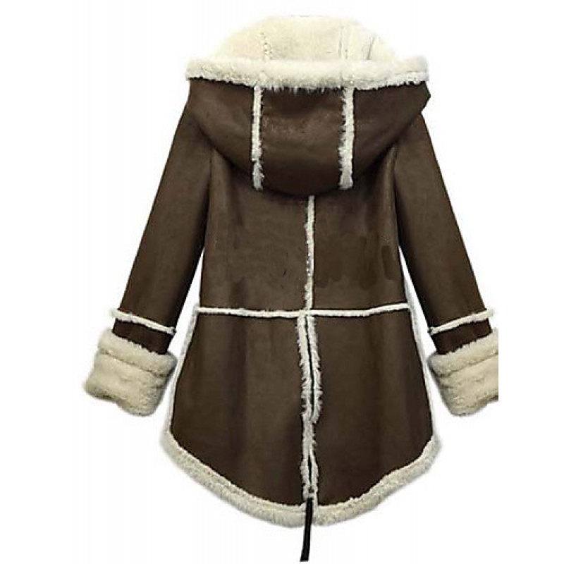 ACGCUL WinterWomen's Solid Color Brown Coats & Jackets , Sexy / Casual / Work Tailored Collar Long Sleeve