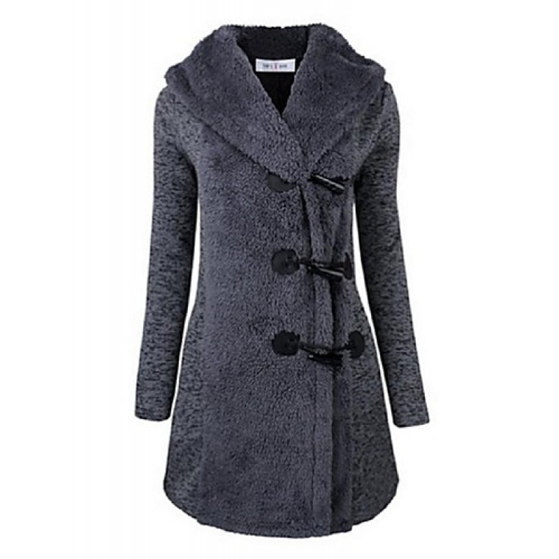 ACGCUL Women's Going out / Casual/Daily /Street chic / Chinoiserie Coat,Solid V Neck Long Sleeve Winter Blue BN0889