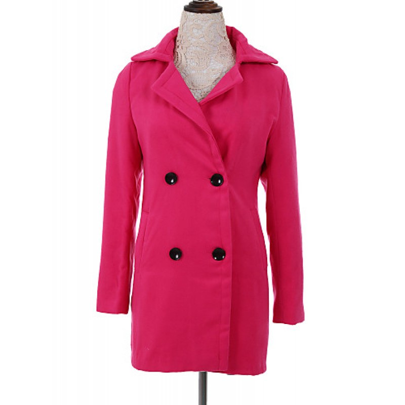 ACGCUL Women's Coat,Solid Long Sleeve Winter Pink / Red / Green Wool Medium