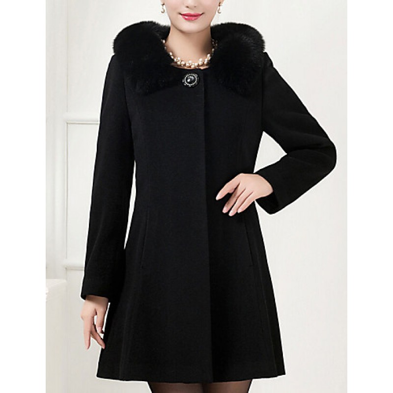 ACGCUL Women's Plus Size Coat,Solid Shirt Collar L...