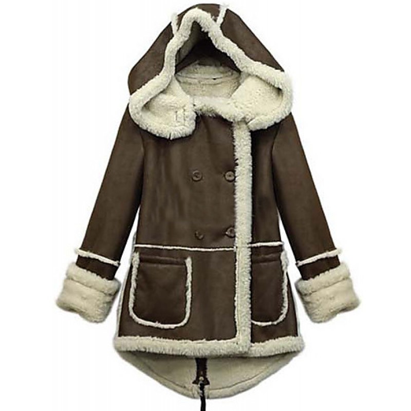 ACGCUL WinterWomen's Solid Color Brown Coats &...