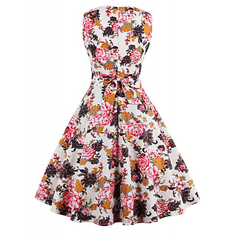 ACGCUL Womens Elegant Printed Vintage Style Swing Rockabilly Party Dress