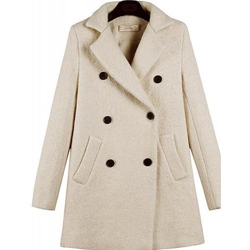 ACGCUL Women's Plus Size Coat,Solid Long Sleeve Winter Beige Thick