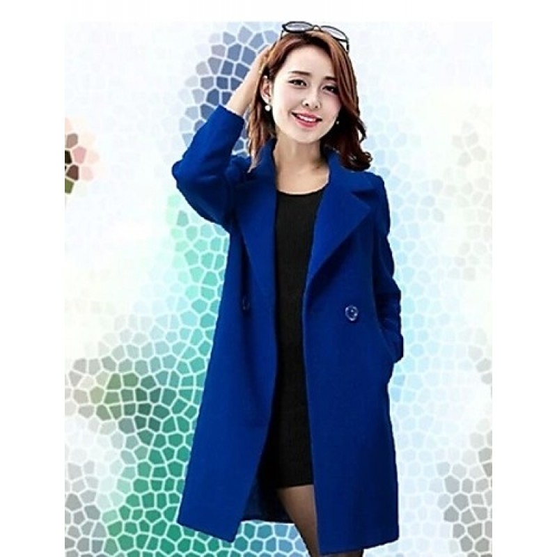 ACGCUL Women's Plus Size Coat,Solid Asymmetrical Long Sleeve Winter Blue / Black / Yellow Others Medium