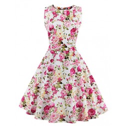 ACGCUL Womens Elegant Printed Vintage Style Swing Rockabilly Party Dress