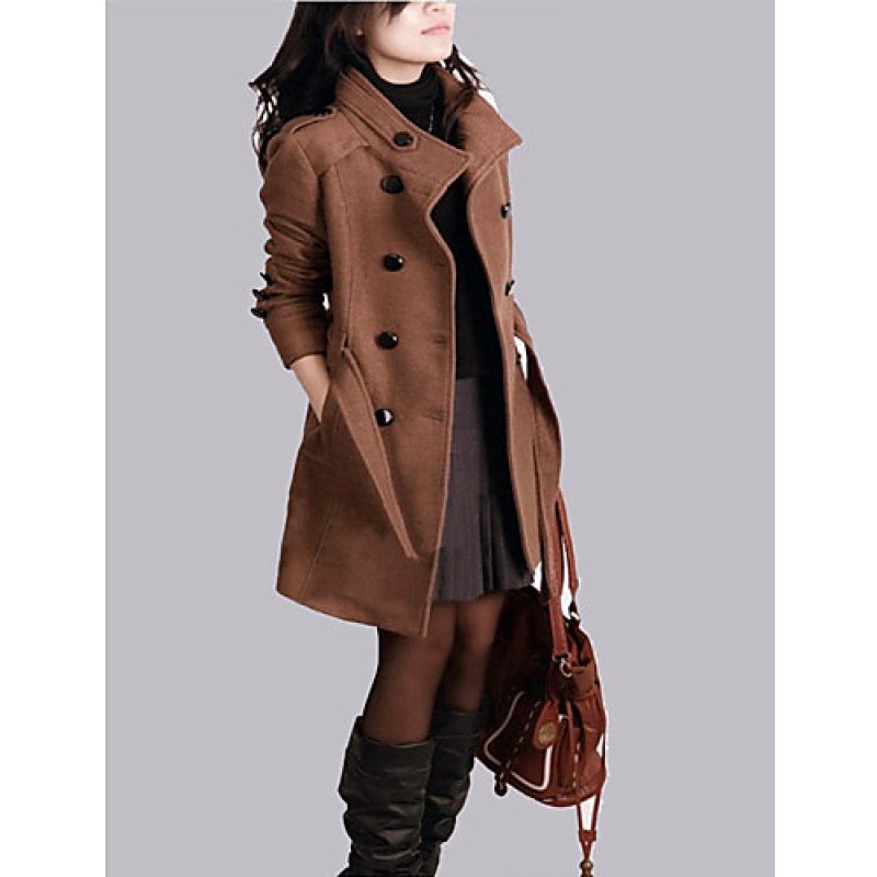 ACGCUL New WomenWoolen Coat Winter Slim Double Breasted Overcoat Winter Coats Long Outerwear for Women