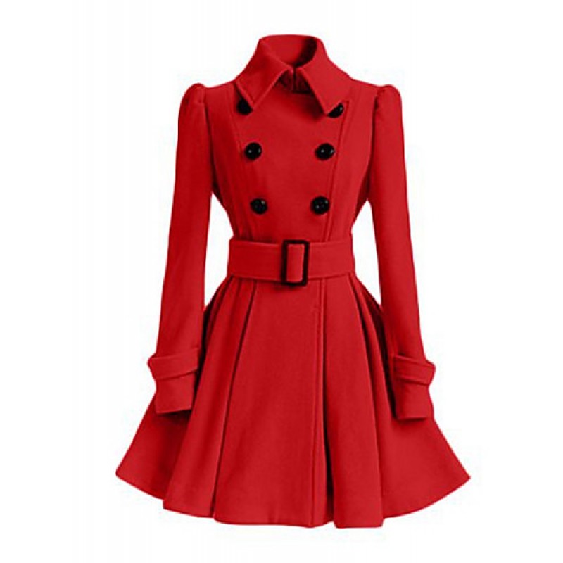 ACGCUL Women's Casual/Daily Vintage / Simple Coat,Solid Shirt Collar Long Sleeve Winter Others