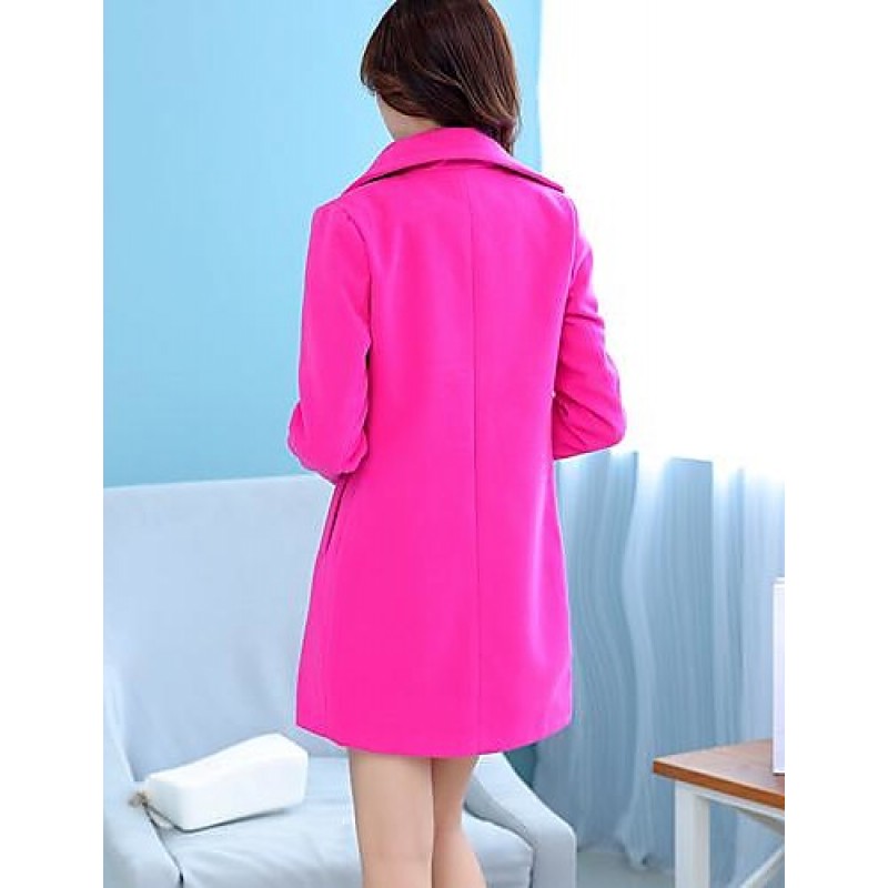 ACGCUL Women's Coat,Solid Long Sleeve Winter Pink / Red / Green Wool Medium