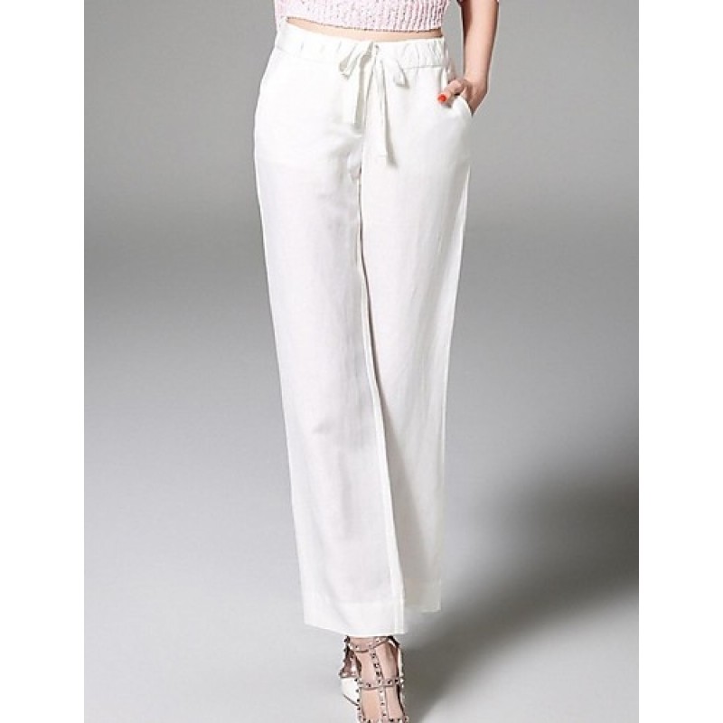 ACGCUL  Women's Solid White Straight Pants,Street chic