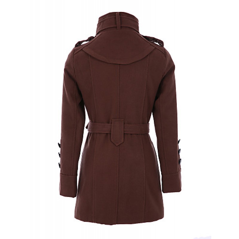 ACGCUL New WomenWoolen Coat Winter Slim Double Breasted Overcoat Winter Coats Long Outerwear for Women