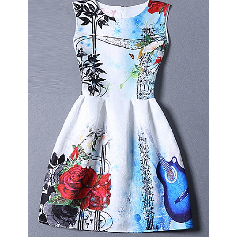 ACGCUL Women's Cute Print A Line Dress,Round Neck ...